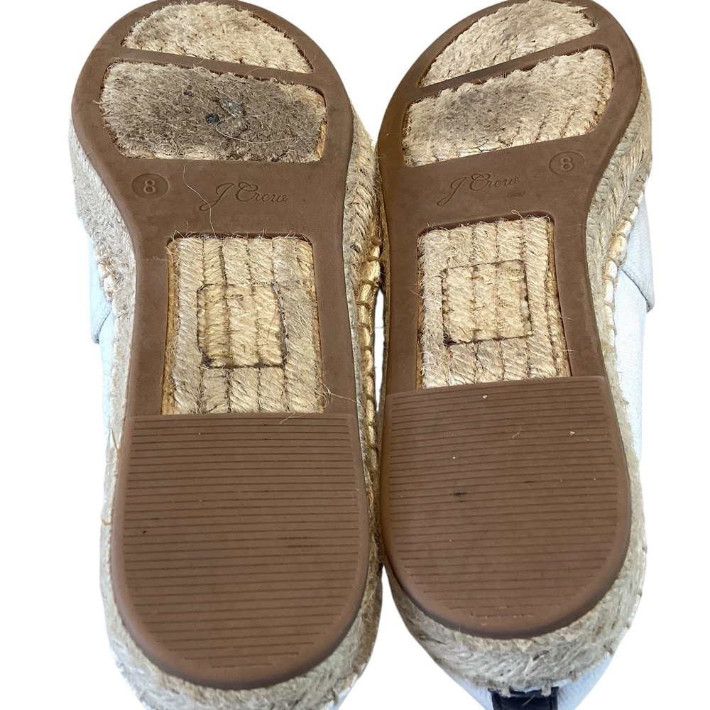 J Crew Shoes Women‎ Sz 8  Cream Black Flats Espadrilles Slip On Beach Preppy - Picture 7 of 8